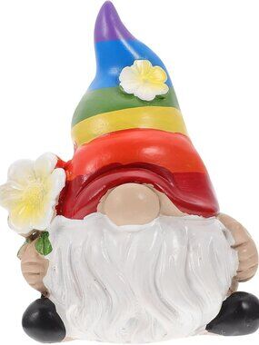 Rainbow Gnome Garden Statue - Scandinavian Tomte Nisse Figurine for LGBTQ Decor